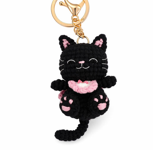 Cute Crochet Cat Keychain – Plush Kawaii Bag Charm (Multiple Colors)