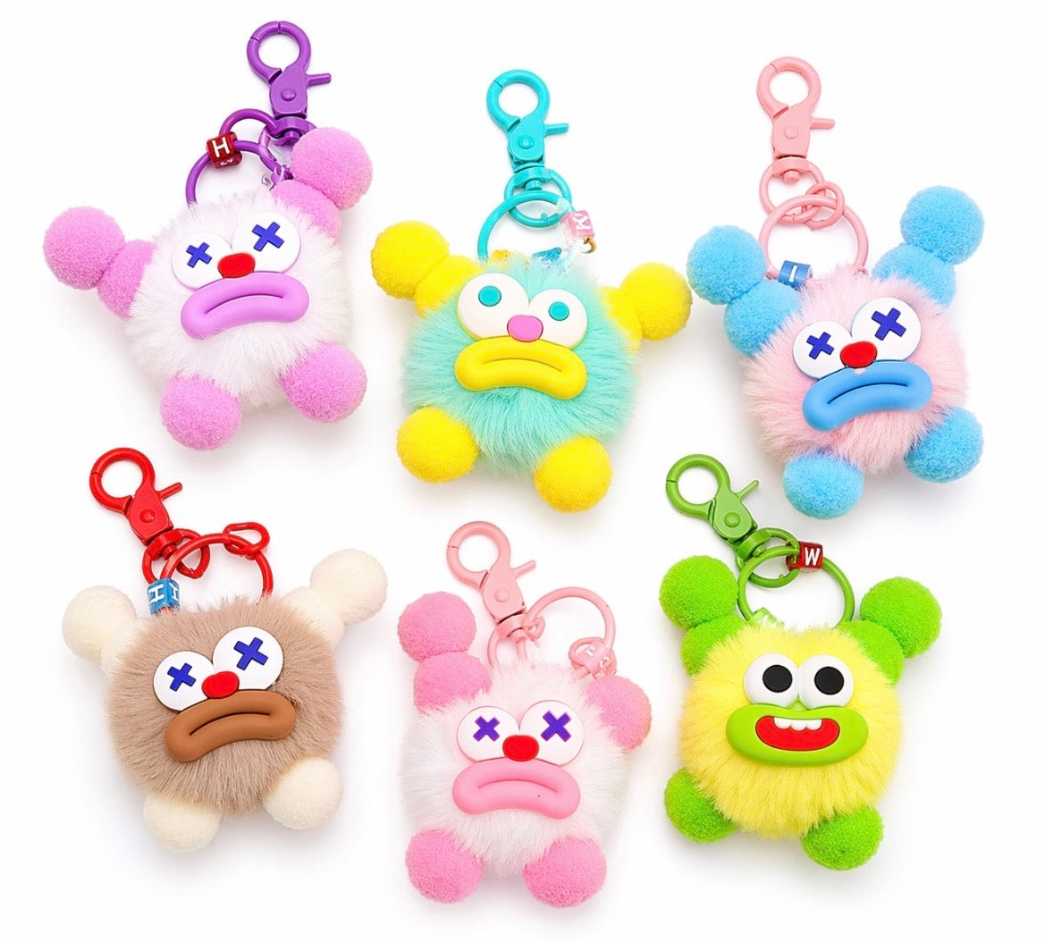 Kawaii Fuzzy Monster Keychain – Cute Backpack Charm (Multiple Colors)