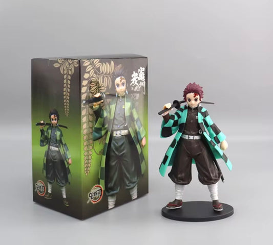 Anime Sword Fighter Figure – Green Checkered Display Collectible