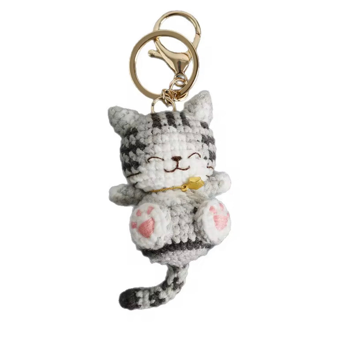 Cute Crochet Cat Keychain – Plush Kawaii Bag Charm (Multiple Colors)
