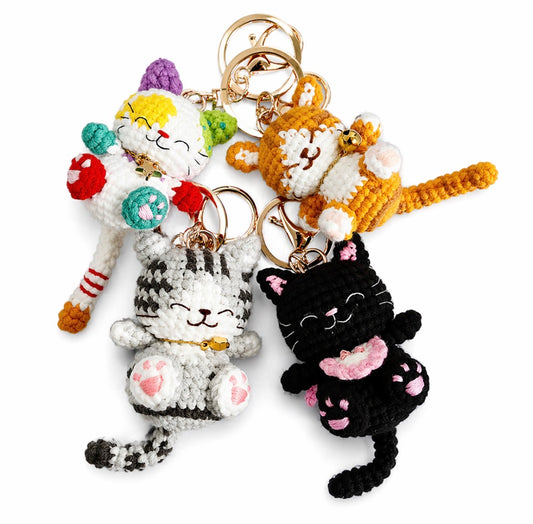 Cute Crochet Cat Keychain – Plush Kawaii Bag Charm (Multiple Colors)